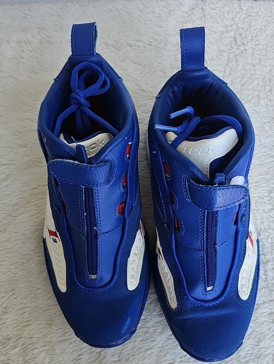 ​?️ Reebok Answer IV 4 Allen Iverson Blue White Zip Sneakers Size 6.5